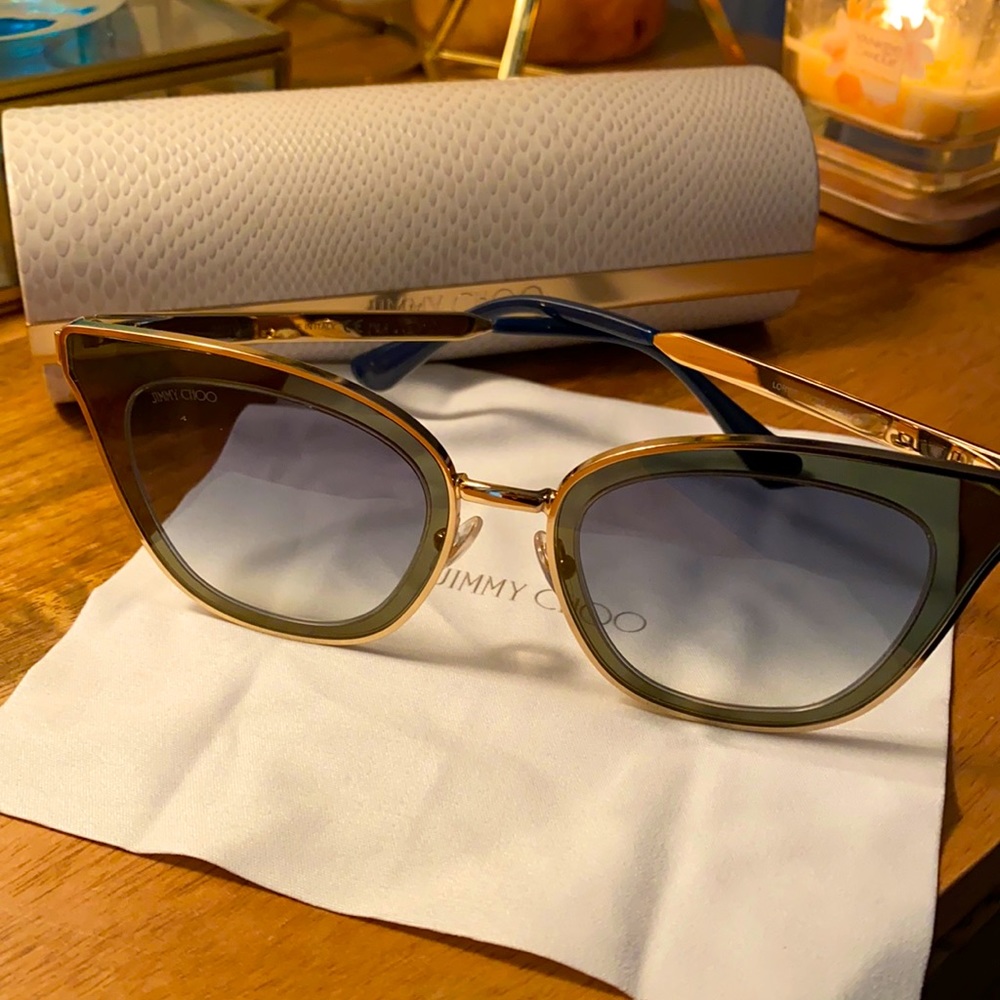 Blue Crystal Jimmy Choo Cat-eye Sunglasses